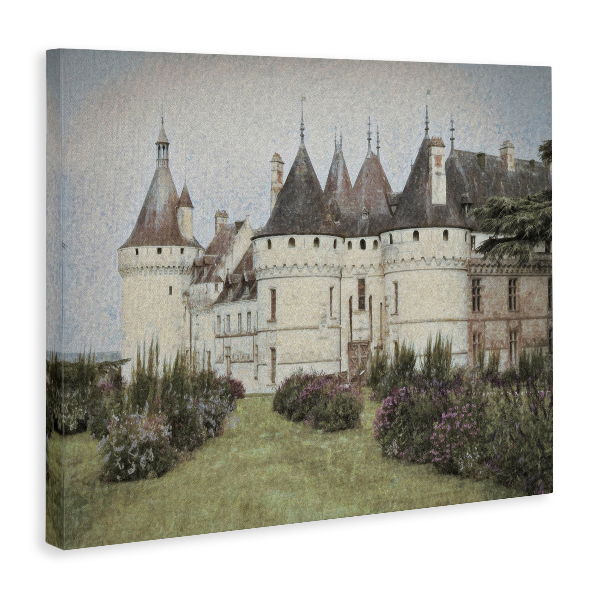 Stupell Industries French Castle Landmark Buildings & Architecture Painting Wrapped Canvas Art Print Wall Art, 40 x 30