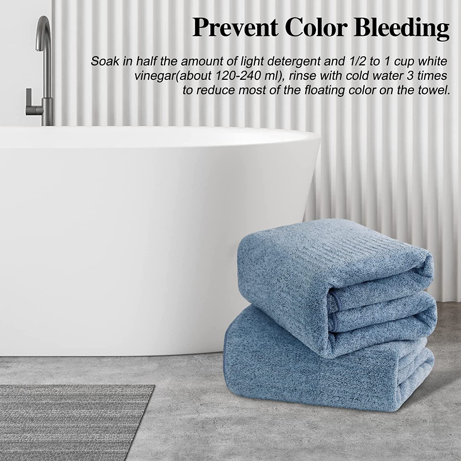 DEWEL Bath Towel, Large Bathroom Towels 35x63 in, Super Absorbent Quick Drying Towels for Bathroom, Beach, Gym, Pool, 2 Count Light Blue