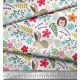 thumbnail image 3 of Soimoi Velvet Fabric Floral,Rabbit & Porcupine Cartoon Printed Fabric 1 Yard 58 Inch Wide, 3 of 3
