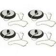 thumbnail image 1 of Tapón de desagüe de goma con cadena para lavabo, accesorio para lavabo de baño, 4 tapones de desagüe de goma con cadena, para lavabos, bañeras, duchas, baños y cocinas (negro), 1 of 5
