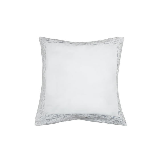 Home Maison Single (1) 100% Cotton Pure White Euro/Square Size Pillow Sham: Decorative Floral Scroll Stitch 26in x 26in (White)