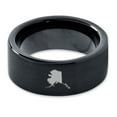 thumbnail image 2 of Tungsten Alaska The Last Frontier State Band Ring 9mm Men Women Comfort Fit Black Flat Cut Brushed Polished, 2 of 4