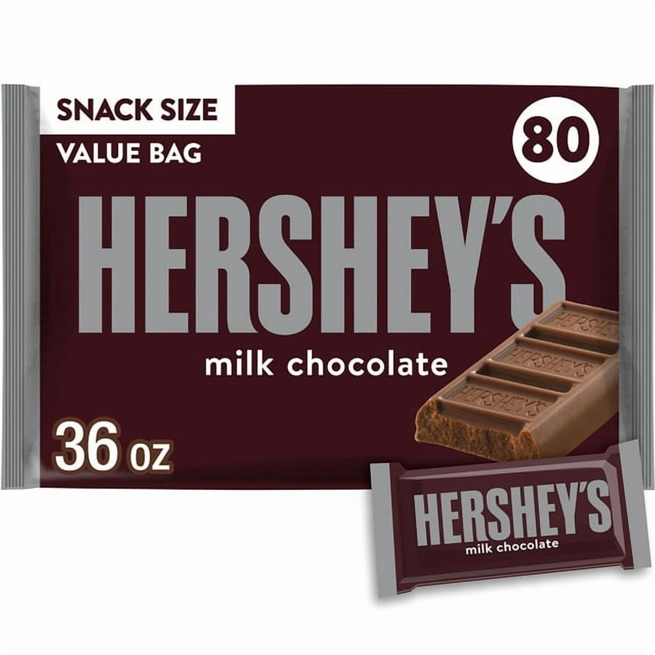 HERSHEY'S Milk Chocolate Bars, Snack Size, 80 pcs. With White Bowl By OMA