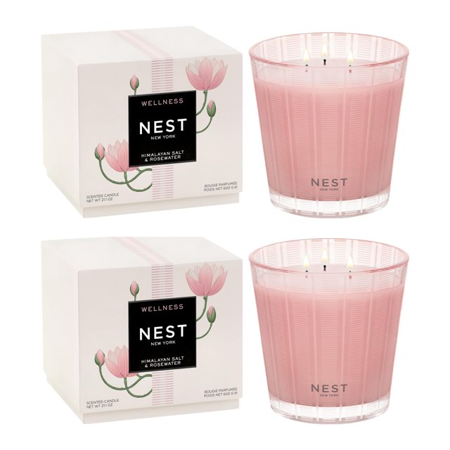 Candle NEST New York, sal del Himalaya y agua de rosas, 625 ml, paquete de 2