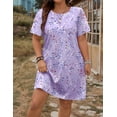 thumbnail image 3 of Ekouaer Plus Size Nightgown Soft Nightdress Short Sleeve 3 Pack Sleepshirt Button Down Pullover Nightgowns for Women, 3 of 4