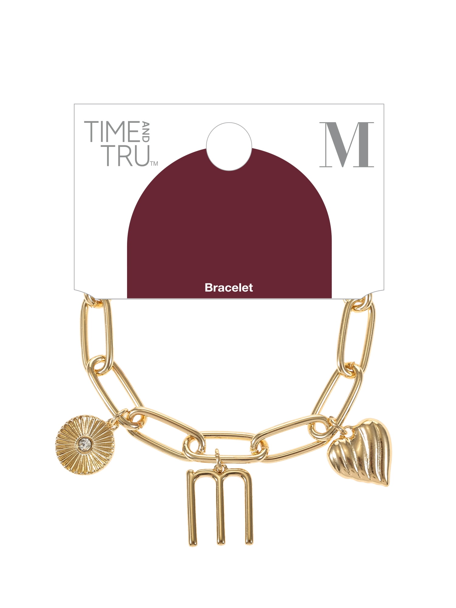 Time and Tru Goldtone Initial Charm Bracelet, Initial M