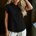 thumbnail image 4 of Neewe Women Loose Casual Short Sleeve Button Up Shirt Solid Color Blouse Round Neck Basic Collared Daily Top, 4 of 5