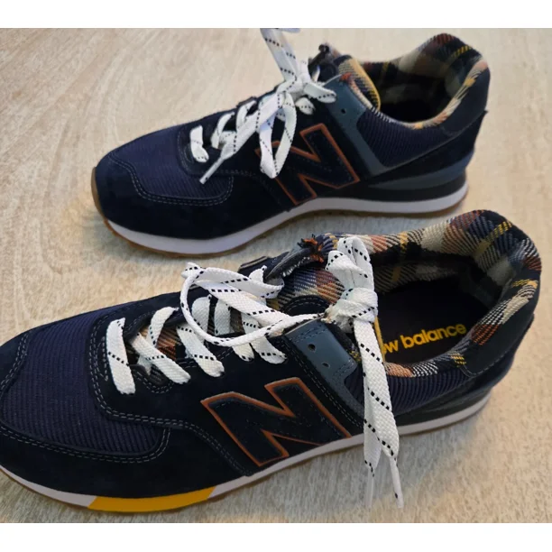 New Balance Mens 574 ML57HMK Navy/Plaid OG Lifestyle Casual Retro Runner, 9US
