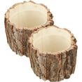 thumbnail image 5 of HERFIER 2Pcs Wood Bark Flower Pot Rustic Succulent Planter Farmhouse Flower Bucket Wood Log Plant Container 4.72x4.72x3.93in, 5 of 9
