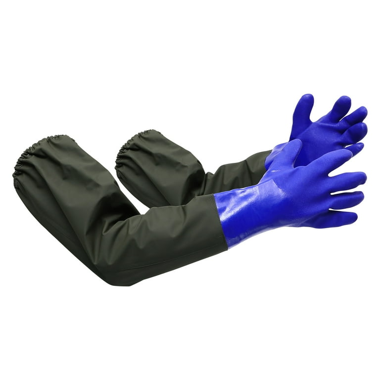 Frcolor Gloves Aquarium Long Rubber Cleaning Tank Fish Latex Pond Waterproof Tools Free Disposable Cleaner Medium Chemical, Size: 15x10x10CM