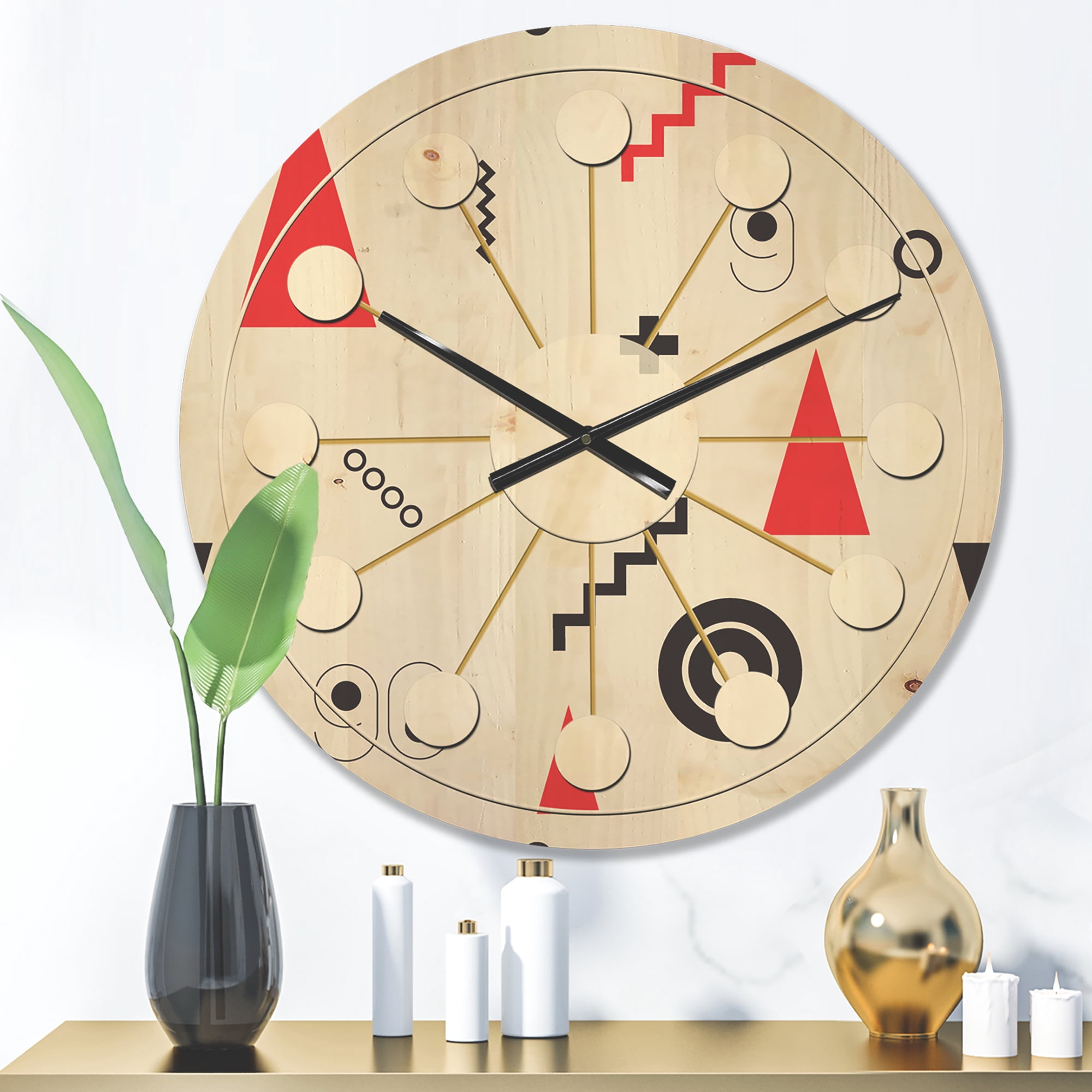 Designart 'Retro Triangular Design III' Mid-Century Modern Wood Wall Clock