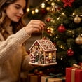 thumbnail image 4 of Christmas House Shaped DIY Diamond Art Hanging Ornament, VVQ Handmade Xmas Candy House Kit with Wooden Base Rhinestones for Decor, 4 of 7