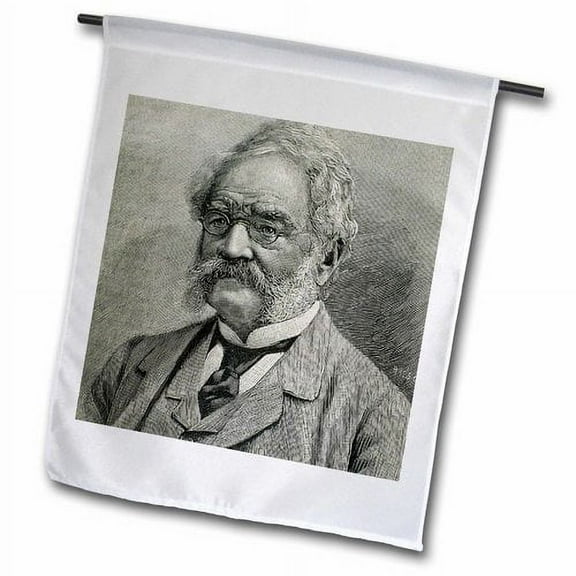 3dRose, Werner von Siemens, German engineer, 19th c. engraving - HI13 PRI0343 - Prisma, 18 x 27 inch Garden Flag