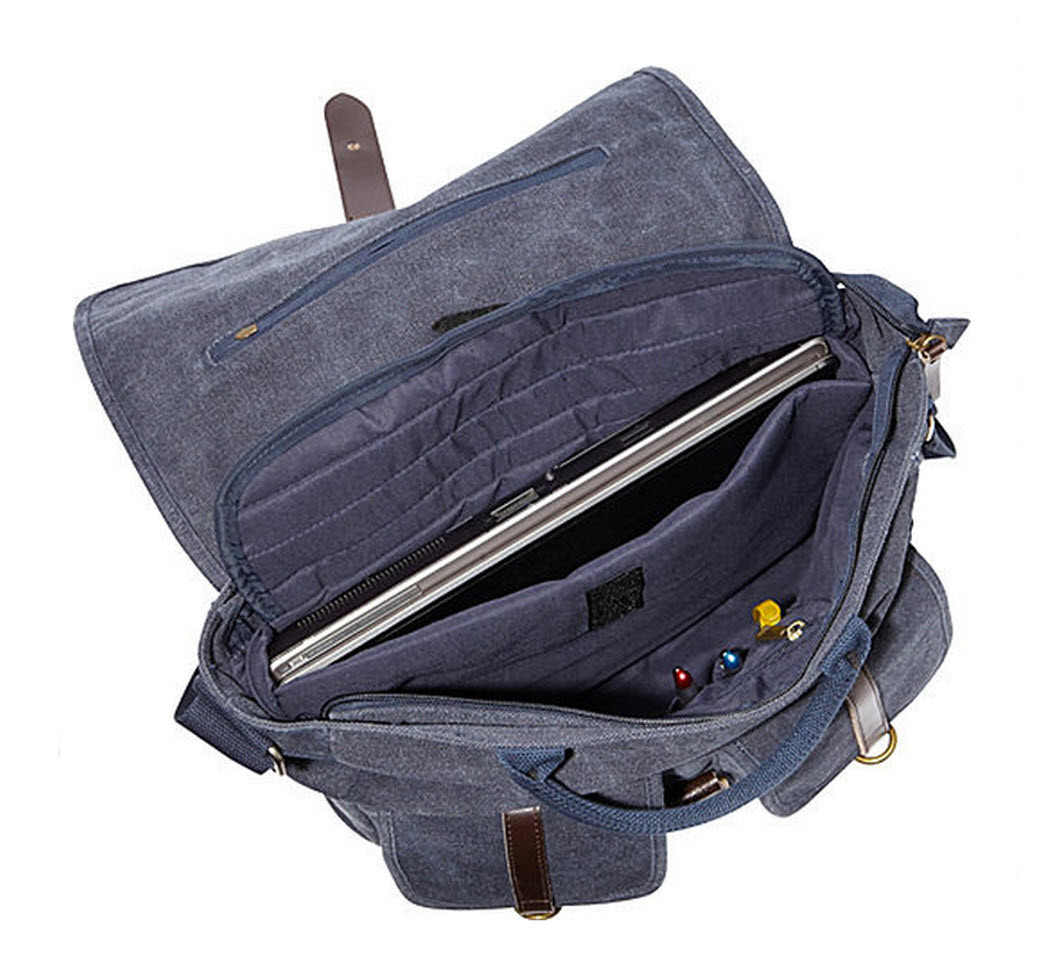Ducti "Blue Angel" Canvas Laptop Messenger Bag - Navy Blue