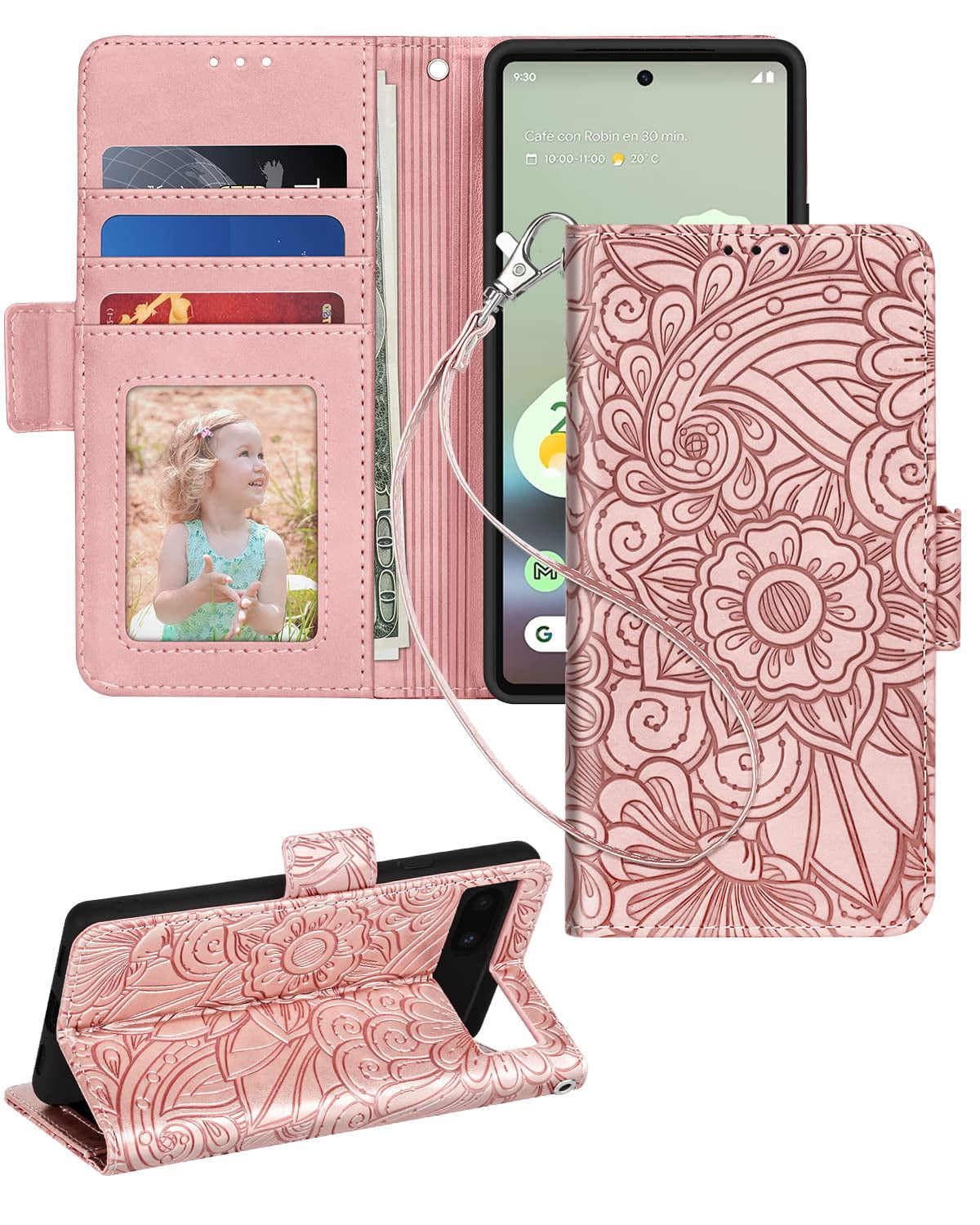 Casewind for Pixel 6 Pro Case,Google Pixel 6 Pro Case, Marble Rose Gold Women 3 in 1 Hard PC Soft Silicone Protective Rugged Bumper Heavy Duty Hybrid Shockproof AntiScratch Cover for