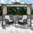 thumbnail image 3 of MeetLeisure 10'x10' Outdoor Pergola with Retractable Shade Canopy, Heavy-Duty Metal Patio Pergola with Flat Top for Deck Garden, Beige, 3 of 9