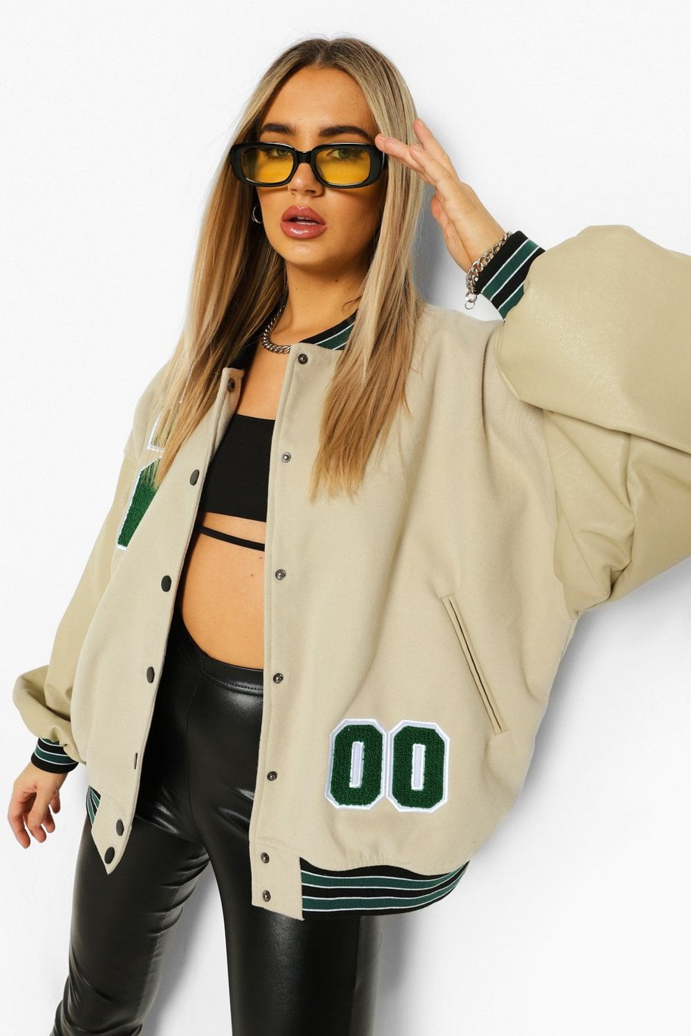 womens leather baseball jacket