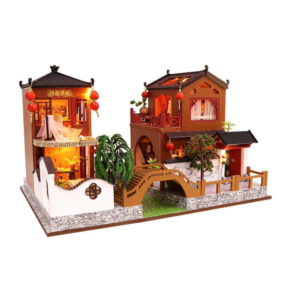 New DIY Miniature Wooden Dollhouse Chinese House Model Kits Handcrafted Toy Gift 