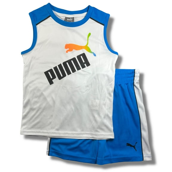 PUMA BOYS OUTFIT - 231 WHITE ROYAL SZ 6 - BASKETBALL SOCCER SHIRT SHORTS SET 2