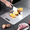 thumbnail image 3 of Deago Stainless Steel Cutting Board for Kitchen, Double-Sided Food Grade Cutting Board, SUS 304 Chopping Board for Meat,Fruit,Vegetable (13×9 in）, 3 of 9