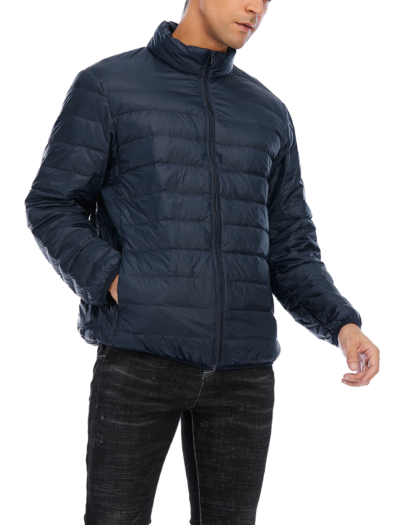 SAYFUT Men's Lightweight Down Jacket Puffer Bubble Coat Packable Warm Puffer Down Zipper Coat Water Resistant  Big and Tall Size S-2XL - image 2 of 8