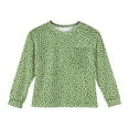thumbnail image 4 of LTTVQM Long Sleeve Shirts for Girls Size 9-10 Fall Casual Floral Graphic T Shirts Comfy Blouses Fashion Clothes Crewneck with Pocket Green 9-10 Years, 4 of 4