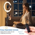 thumbnail image 2 of 12" Video Light with 74" Adjustable Tripod & Phone Holder, 3 CCT Dimmable LED Selfie Ring Light for TikTok, YouTube, Makeup, Live Streaming, 2 of 8