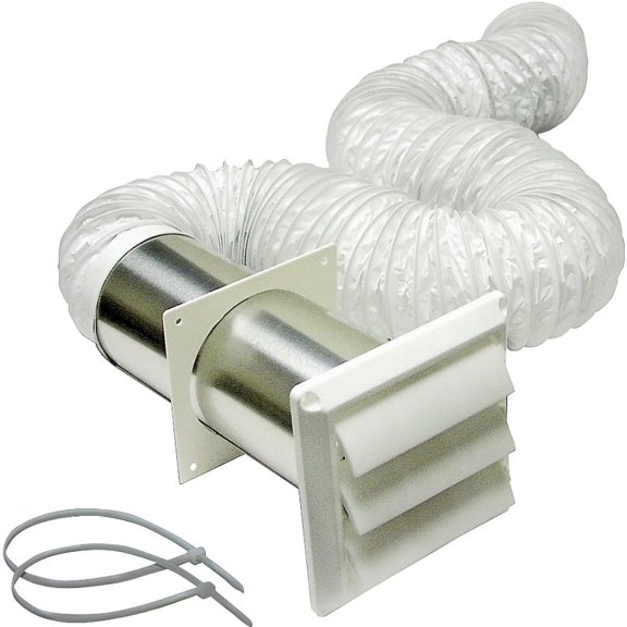 Lambro 266W Louvered Vinyl Duct Vent Kit, 4" x 8'