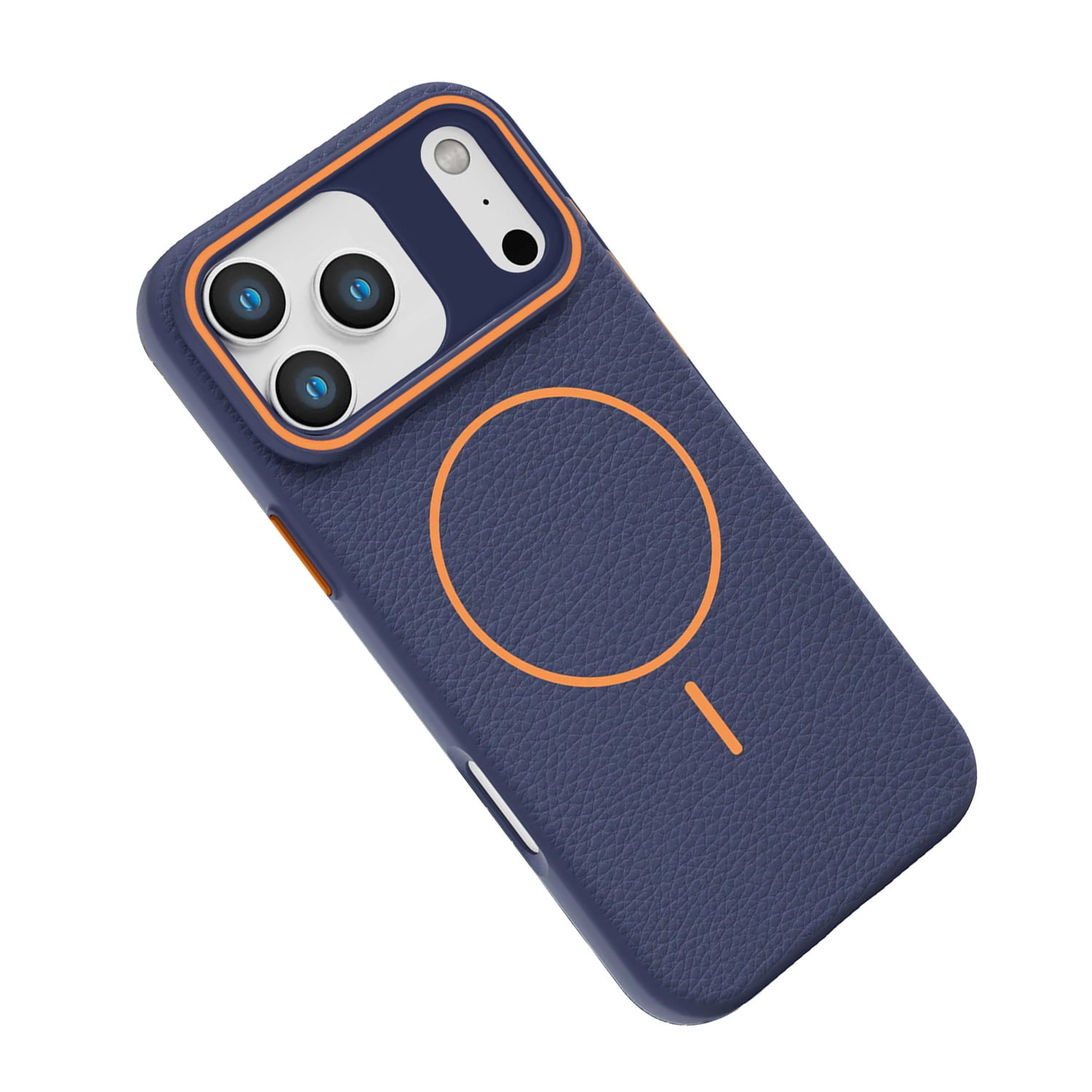 Classic Leather Magnetic Case for iPhone 17 Pro Max - Blue and Orange