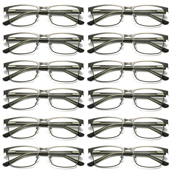 12 Pairs Mens Metal Frame Spring Hinge Blue Light Blocking Reading Glasses Readers  1.00