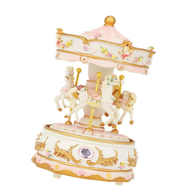 Mini Carrusel Clockwork Music Box Colorido LED Merry-go-round Caja Musical Regalo para Novia Ni CACAGOO Caja de música