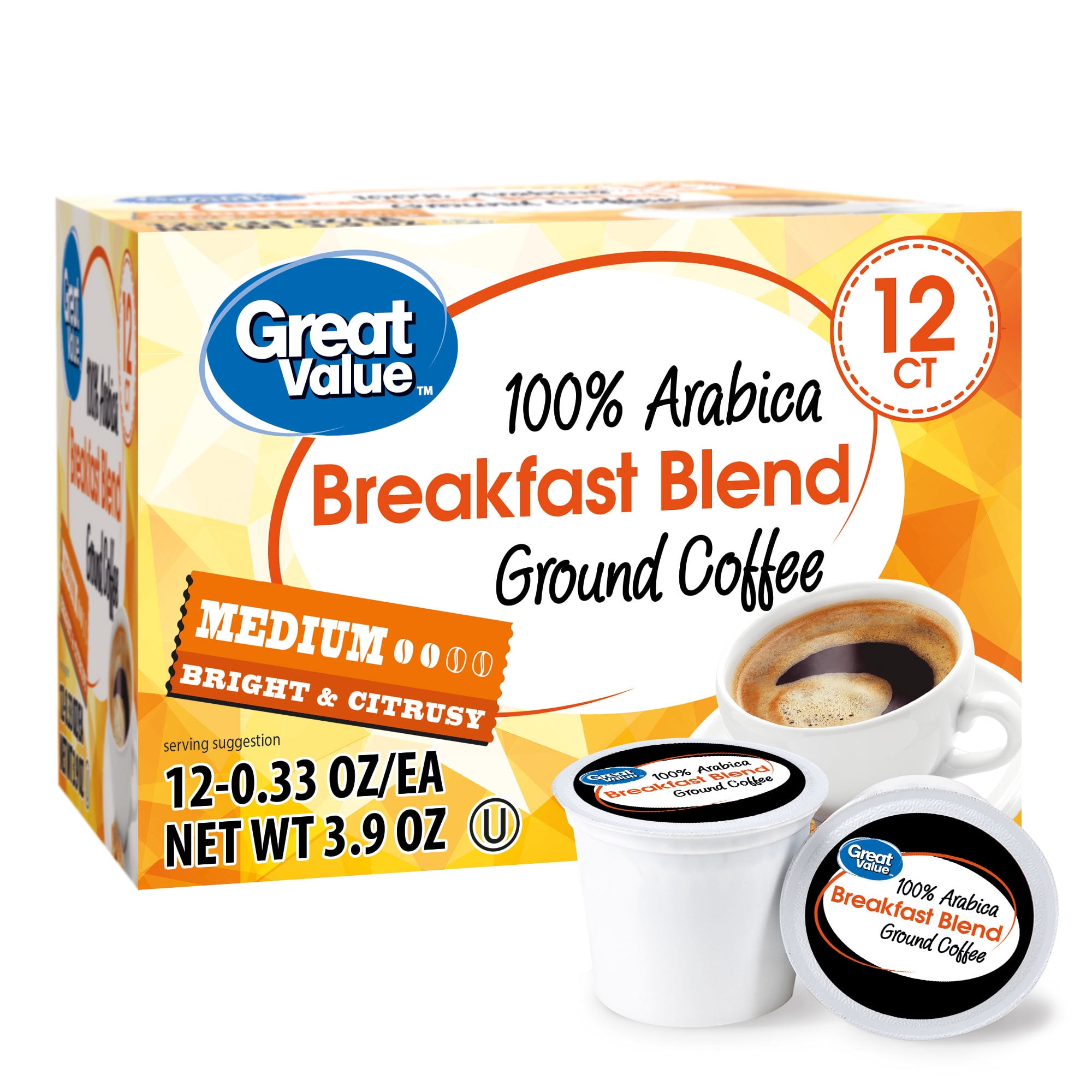 Great Value 100 Arabica Breakfast Blend Medium Roast Ground Coffee