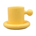thumbnail image 1 of Juego de platillo de tazas gordas, taza de café, novedad divertida de 300 ml de taza de tazón para taza de cerámica para mujeres de regalos amarillo, 1 of 8