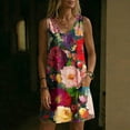 thumbnail image 6 of QUNYINEY Floral Womens Sundresses Casual Mini Sleeveless A Line Summer Tank Dress V Neck Beach Loose Fit with Pockets Dresses, 6 of 7