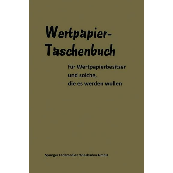 Wertpapier Taschenbuch, (Paperback)