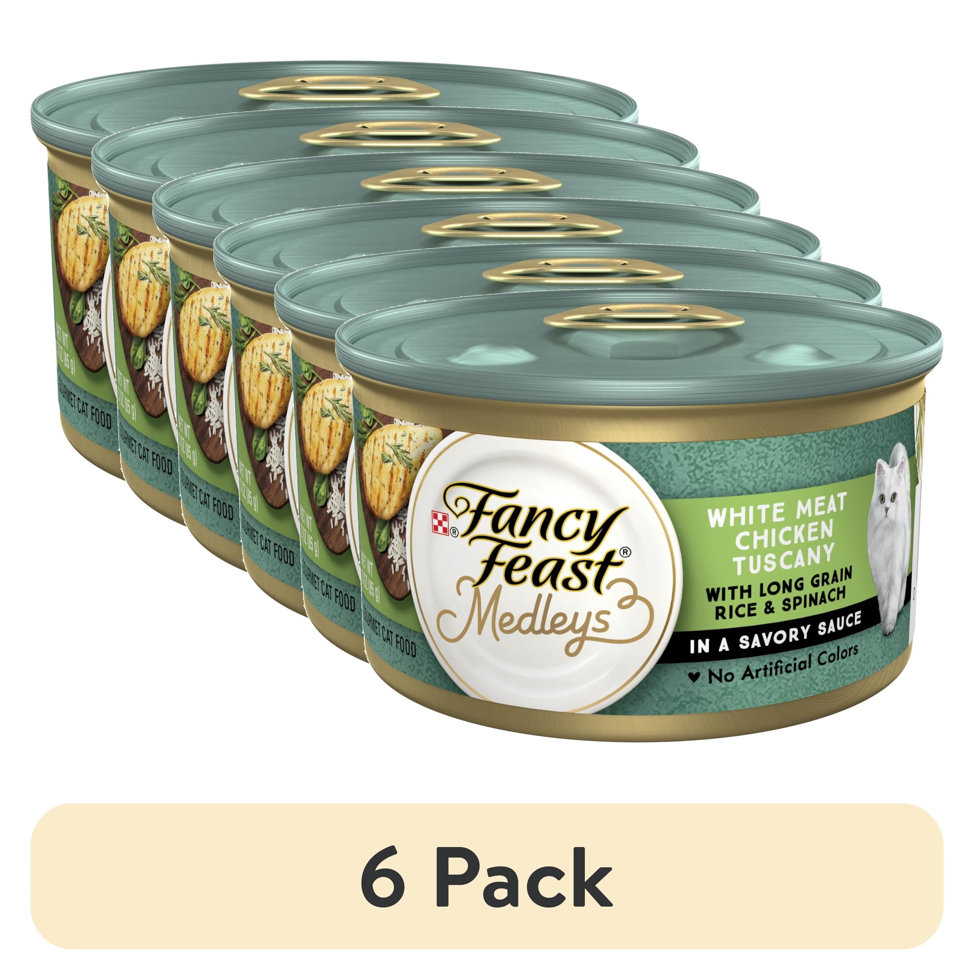 (6 pack) Purina Fancy Feast Medleys Cat Food, Wet Cat Food, Chicken Tuscany & Spinach, 3 oz Can