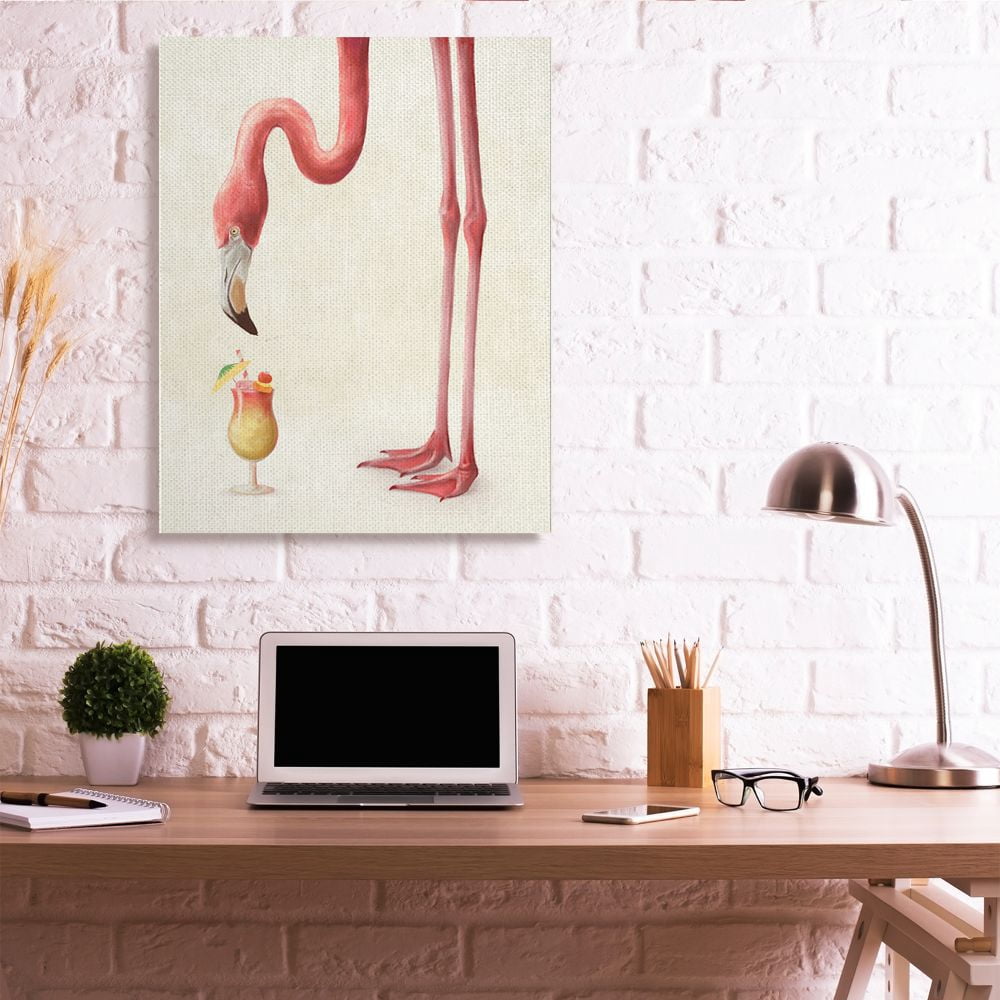Stupell Industries Thirsty Pink Flamingo Tropical Long Leg Drink Humor Canvas Wall Art Design by Ziwei Li, 36" x 48"