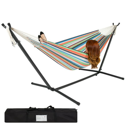 Best Choice Products Double Hammock Set w/ Accessories - Rainbow
