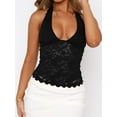 thumbnail image 2 of Womens Sexy V-Neck Sleeveless Halter Cami Tops Going Out Y2K Trendy Lace Cropped Tank Tops, 2 of 3