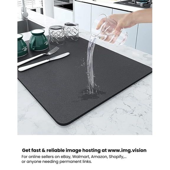 Premium Microfiber Dish Drying Mat – Ultra-Absorbent, Quick-Dry Kitchen Counter Mat, Thick Padded Dish Rack Pad, Machine Washable (Black, 16" x 18")