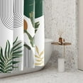 thumbnail image 5 of Green Mid Century Shower Curtain Abstract Modern Sun Tropical Plant Geometric Lines Bath Curtain Minimalist Aesthetic Decor Waterproof Durable 72x84 Inches Include Hooks, 5 of 6