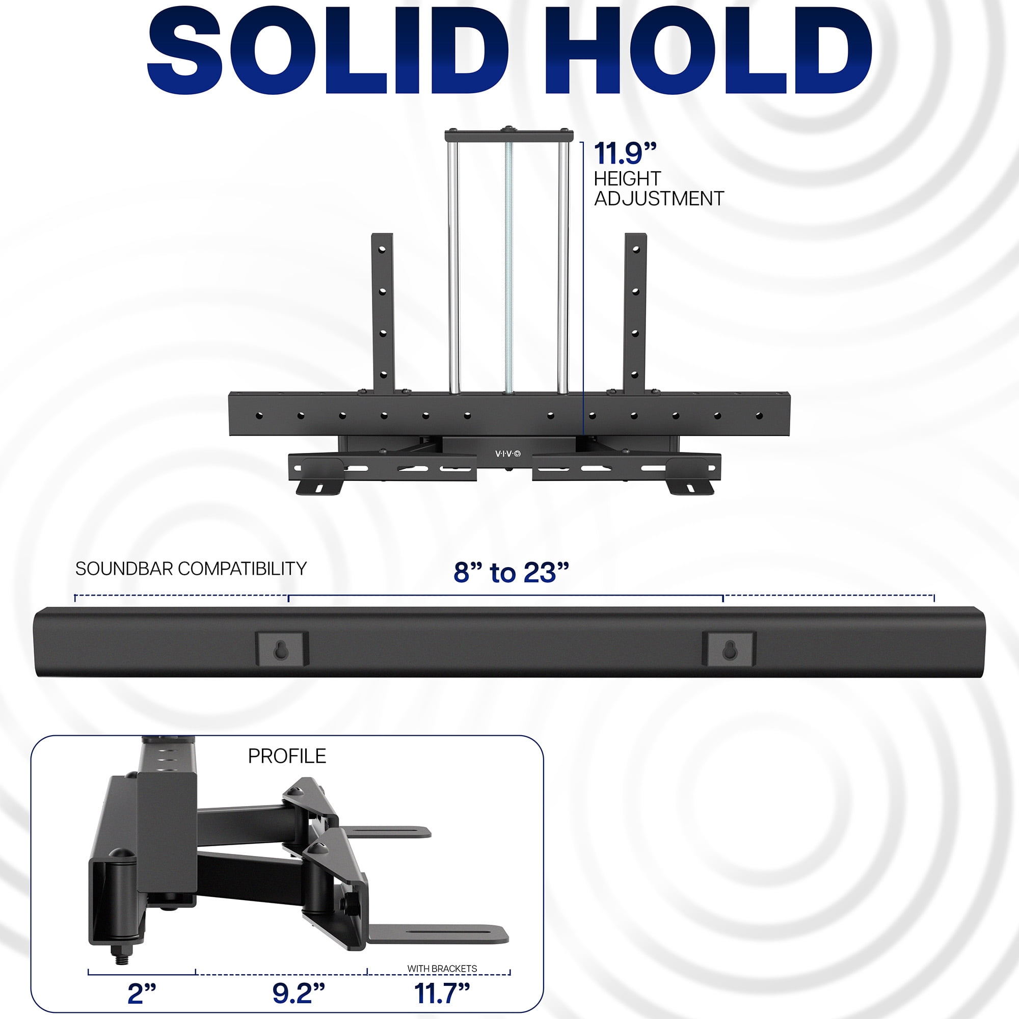 VIVO Height and Depth Adjustable Soundbar Bracket Mount for Wall Mounted TV