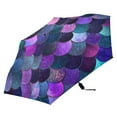 thumbnail image 2 of Purple Blue Mermaid Scales All Weather Umbrella Triple Folding Parasol 6 Ribs UV Protection Portable, 2 of 8