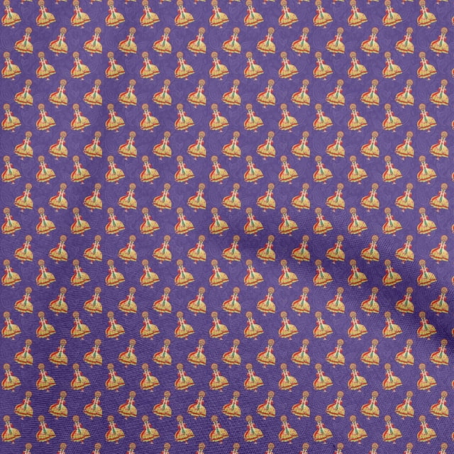 oneOone Silk Tabby Violet Fabric Onam Kathakali Craft Projects Decor Fabric Printed By The Yard 42 Inch Wide