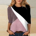 thumbnail image 2 of Fvwitlyh Tee-Shirt Femmes Tops Trois Quarts Manches Slim Fit Mignon Tops Col Rond Slim Fit Demi-Manche Tee-Shirts Violet, M, 2 of 5