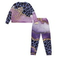 thumbnail image 5 of Yuyamidu 2 PCS Long Sleeve Pajama for Ladies Purple Marble Print Women Pajamas Sets Leopard Print Pjs Size L Loose Fitting Round Neck Sleepwear with Drawstrings, 5 of 7