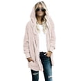 thumbnail image 2 of Fangasis Women Coat Hooded Jacket Cardigan Outwear Ladies Warm Overcoats Fuzzy Travel Pink 2XL, 2 of 6
