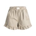 thumbnail image 3 of KIHOUT Stripes Short for Women Summer Elastic Waist Pleated Layer Ruffle Hem Flowy A Line Flax Shorts, Size S-2XL, 3 of 7