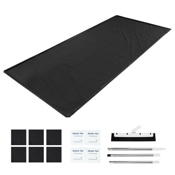 Heavy Duty Garage Floor Mat, 8.5' x 20' Non-Slip PVC Cover, Waterproof Protection for Driveway, Parking Area, Cars, Trucks&SUVs Against Mud, Snow, Rain – Includes Squeegee, Black