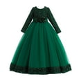 thumbnail image 5 of newwalpole Girls Velvet Christmas Dress for Girls Long Sleeve Velvet Sequin Tutu Winter Party Holiday Dress Green for Size 11-12 Years, 5 of 9